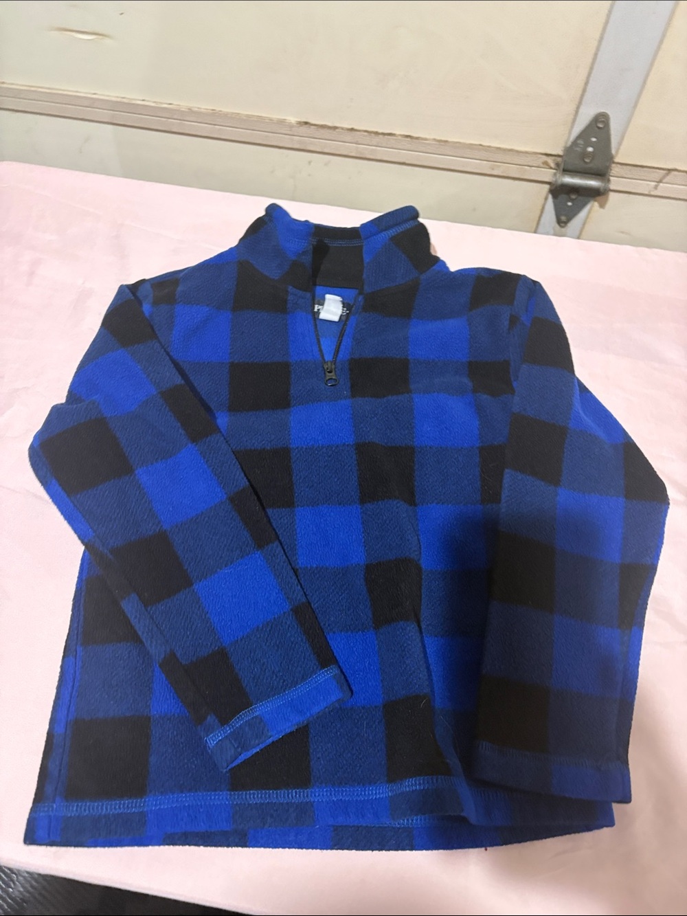 The Children's Place Blue and Black Buffalo Plaid Half-Zip Puffer